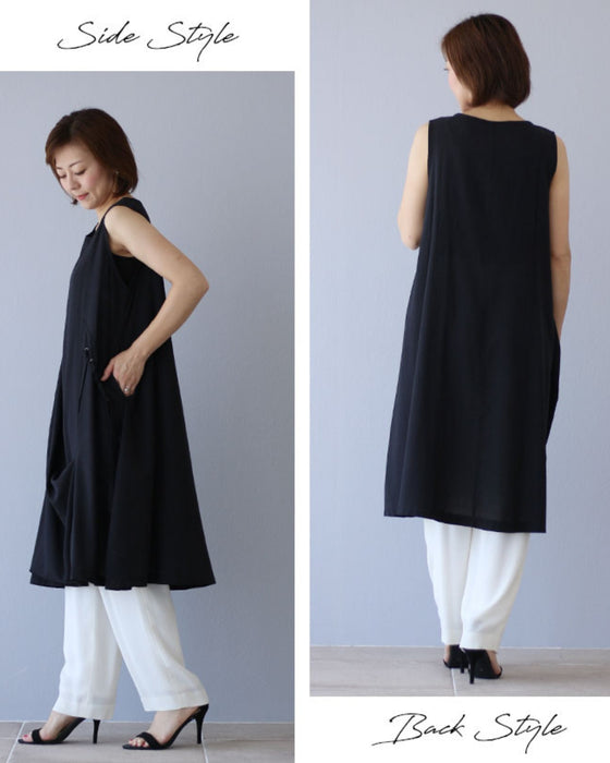 柔らかな黒変形綺麗チュニック