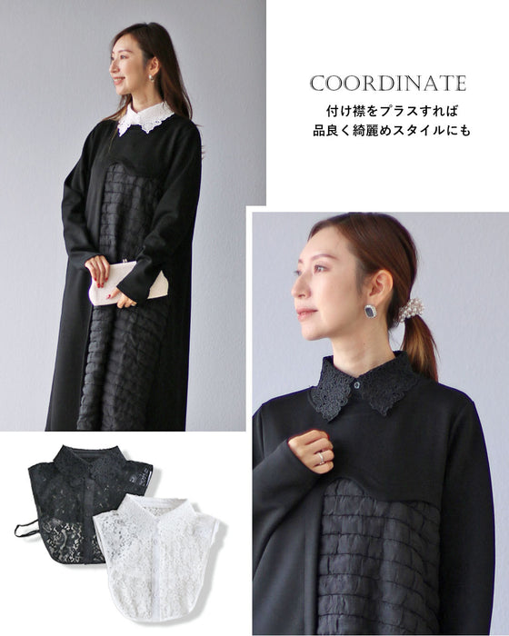 楽なのに綺麗見え異素材ワンピース