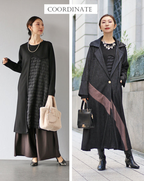 楽なのに綺麗見え異素材ワンピース