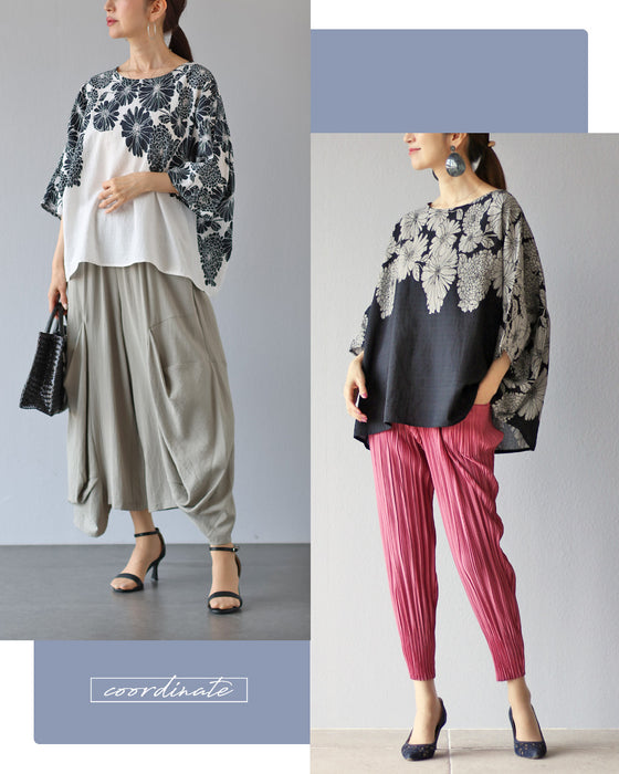 A loose top with delicate flowers