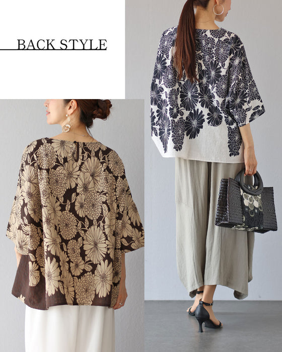 A loose top with delicate flowers