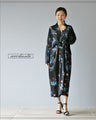 Shiny floral ribbon tie dress
