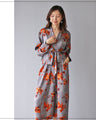 Shiny floral ribbon tie dress