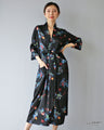 Shiny floral ribbon tie dress