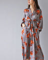 Shiny floral ribbon tie dress