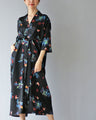 Shiny floral ribbon tie dress