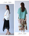 Feminine and comfortable mixed-material tops
