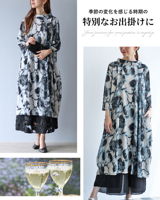 流麗なフラワーアート　コクーンワンピース