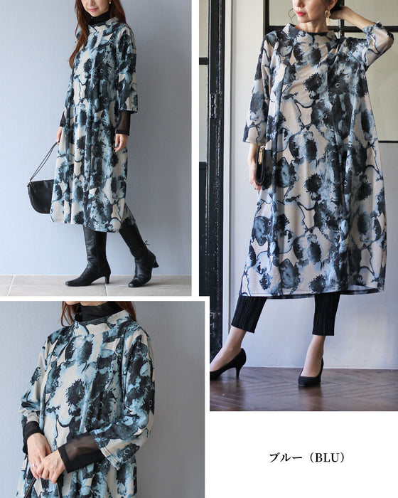 流麗なフラワーアート　コクーンワンピース