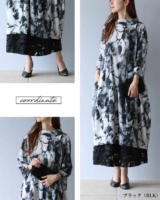 流麗なフラワーアート　コクーンワンピース