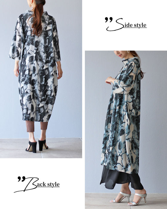 流麗なフラワーアート　コクーンワンピース