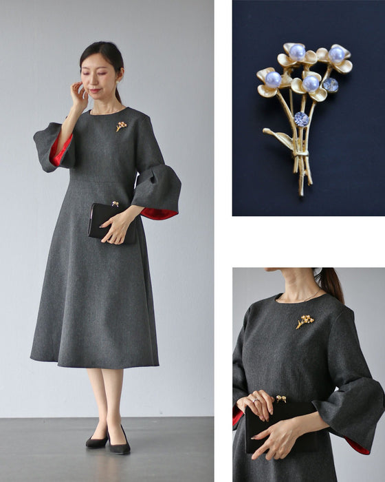 光をまとう花束ブローチ