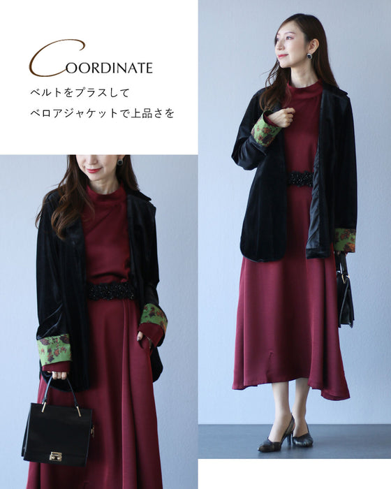 品のある艶感 リラクシーなフレアワンピース