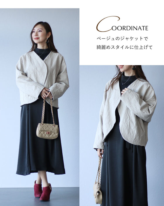 品のある艶感 リラクシーなフレアワンピース