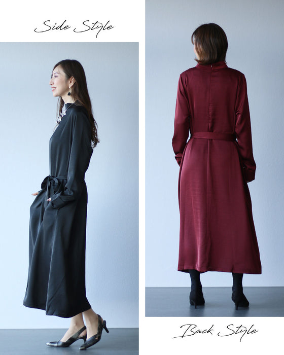 品のある艶感 リラクシーなフレアワンピース