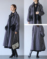 存在美のある　ストライプ×薔薇コート