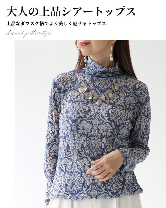 品よく彩るダマスク柄 シアートップス