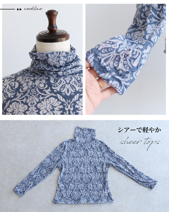 品よく彩るダマスク柄 シアートップス