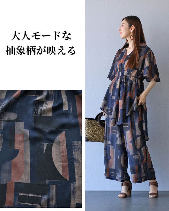 新品 EN VOGUE HOLD ON / YOU DON'T...2枚セット 余裕とセンスが際立つ～抽象柄×シアーのセットアップ【set