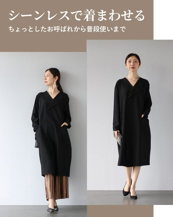 立体襟で魅せる　美しく弾むシルエットワンピース