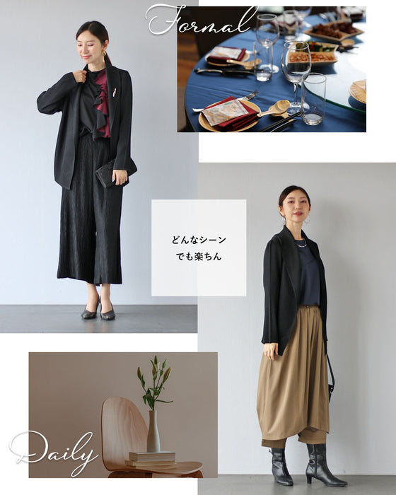 繊細さと華やかさを アコーディオンプリーツのジャケット