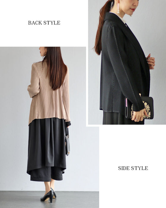 繊細さと華やかさを アコーディオンプリーツのジャケット