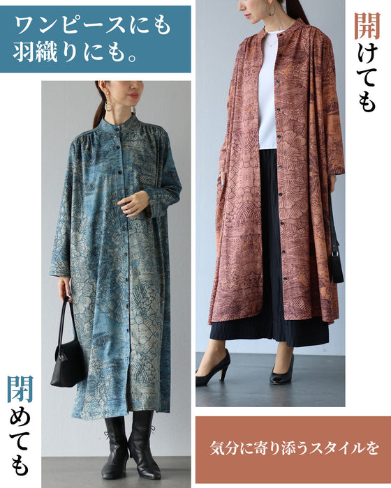 静けさを纏う　オリエンタル柄ワンピース