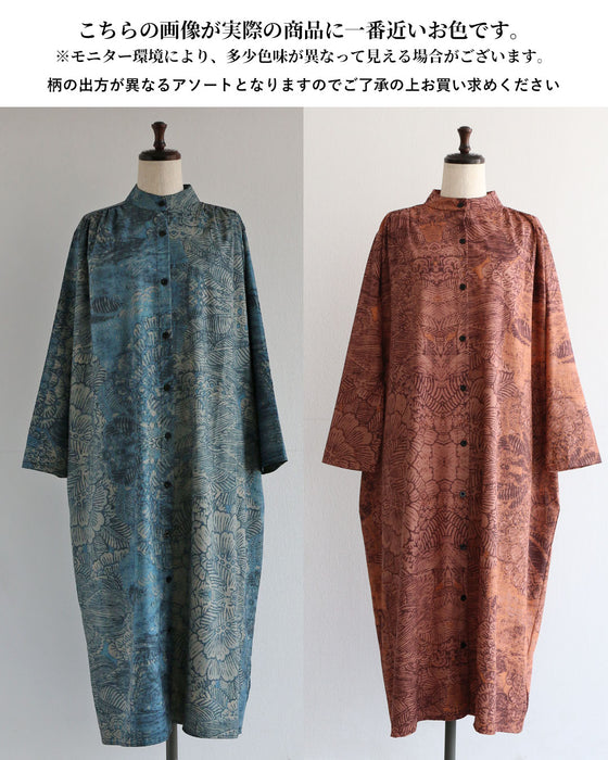 静けさを纏う　オリエンタル柄ワンピース