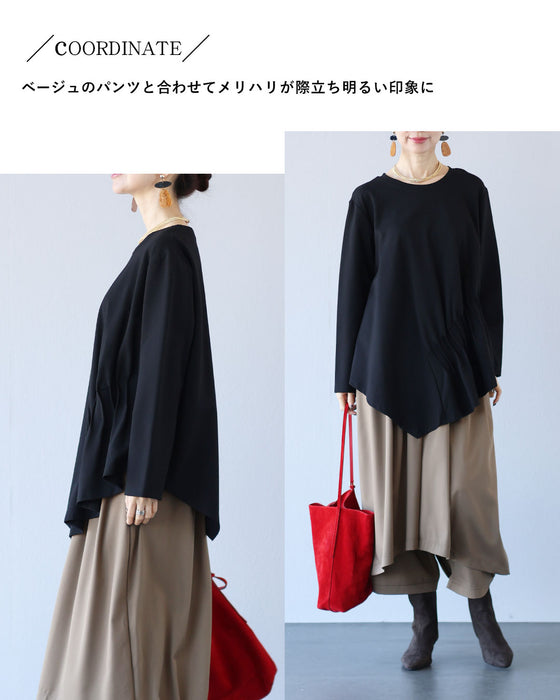 「体型隠し」に見せない　洗練アシンメトリーカットソー