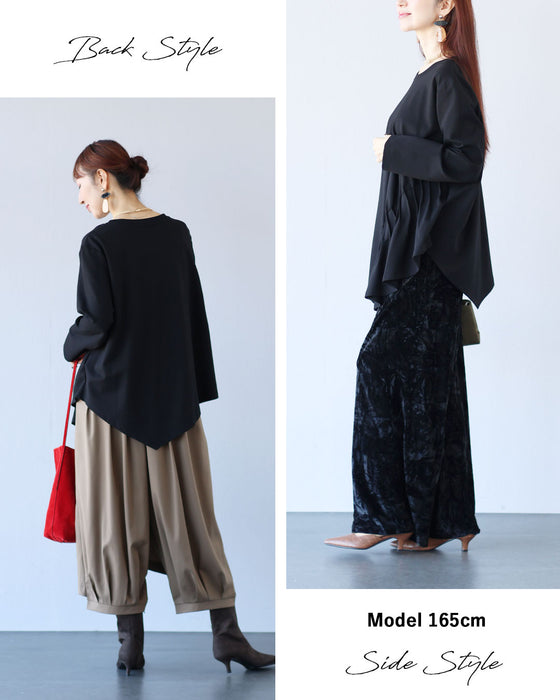 「体型隠し」に見せない　洗練アシンメトリーカットソー