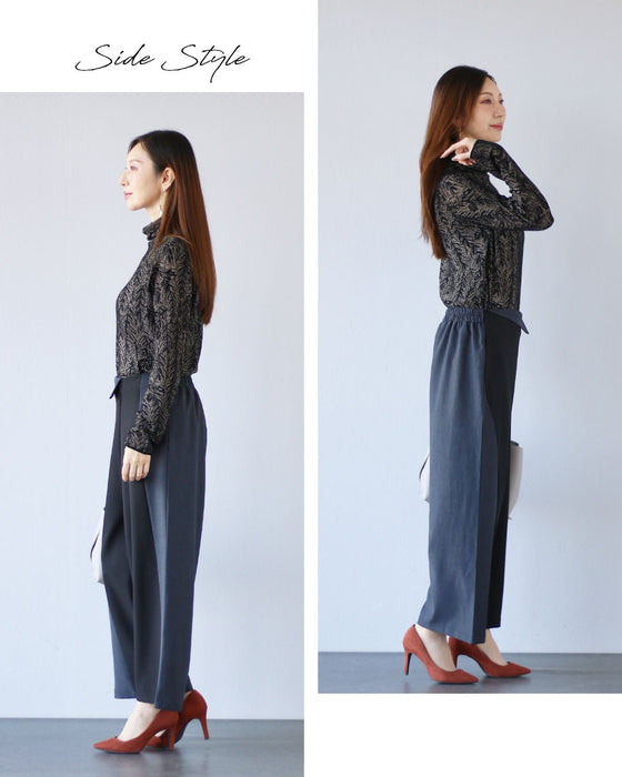 静かに際立つ美シルエット 配色で魅せるワンドパンツ