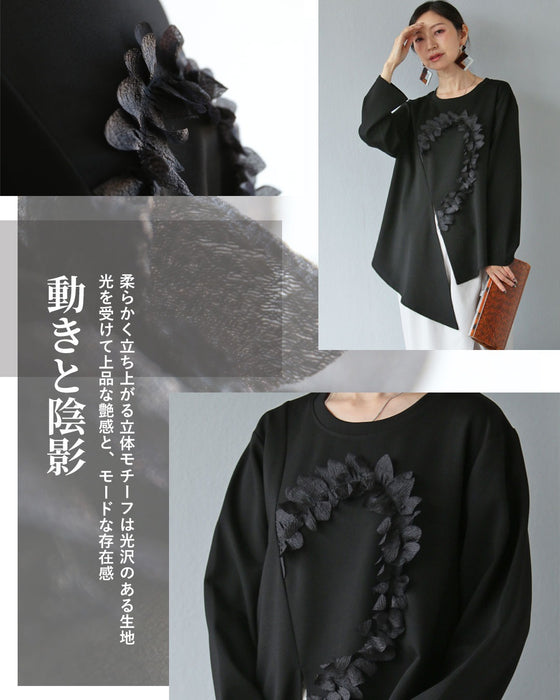 花びら舞う変形アシメトップス