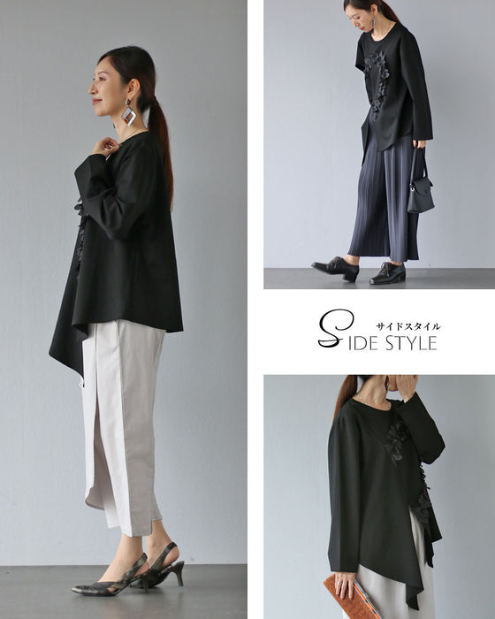 花びら舞う変形アシメトップス