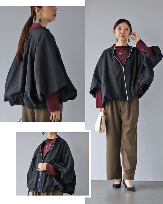 可愛くモードに 空気を纏うふんわり袖のブルゾン