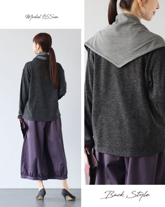 洗練された大人モード　ストール付きトップス