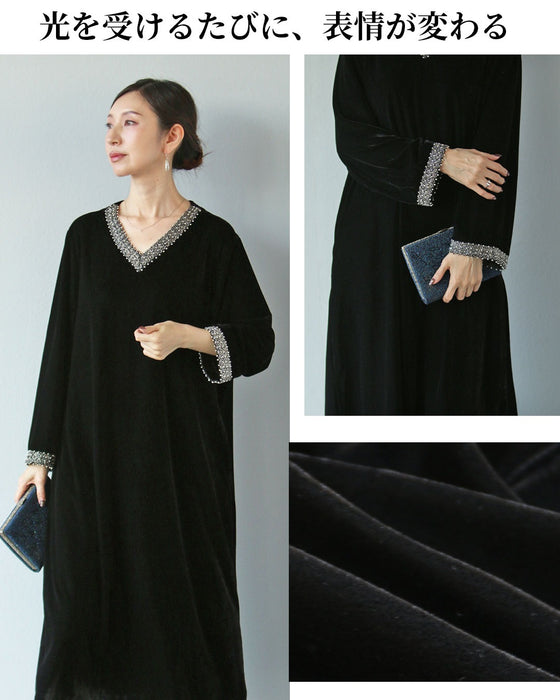 ジュエリーを着るように　艶めくベロアワンピース