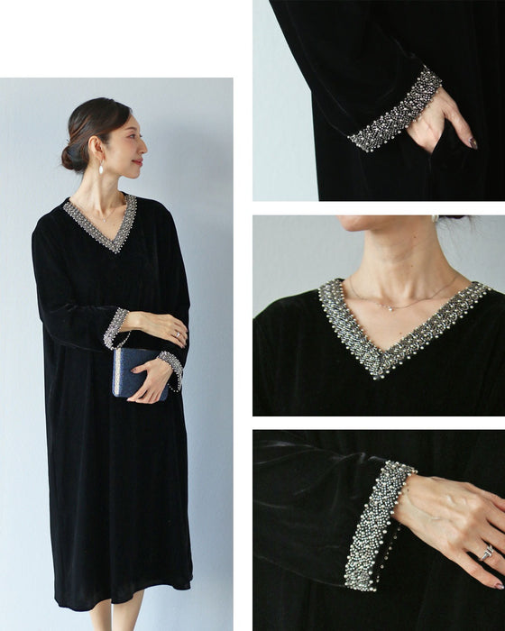 ジュエリーを着るように　艶めくベロアワンピース