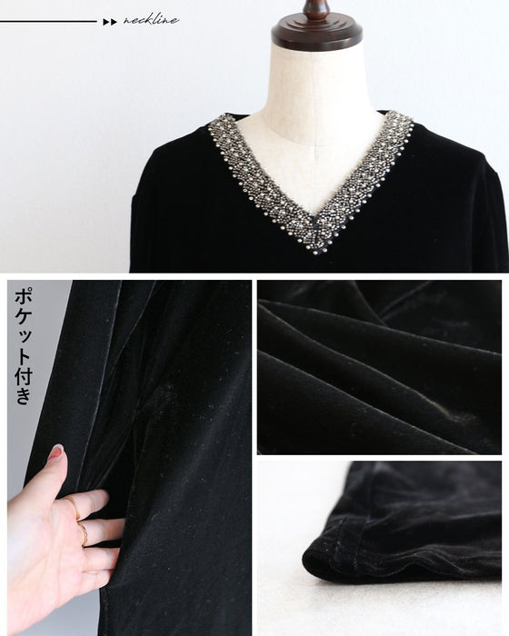 ジュエリーを着るように　艶めくベロアワンピース