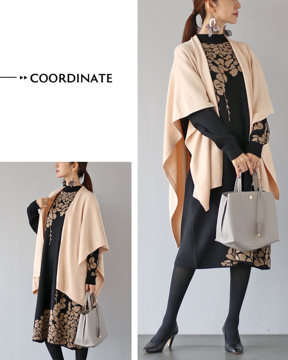 冬のお出かけを優しく格上げする　花ニットワンピース