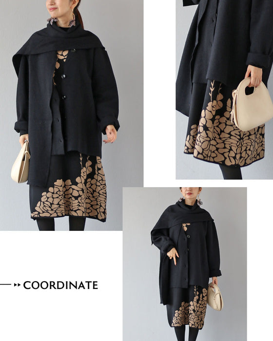 冬のお出かけを優しく格上げする　花ニットワンピース