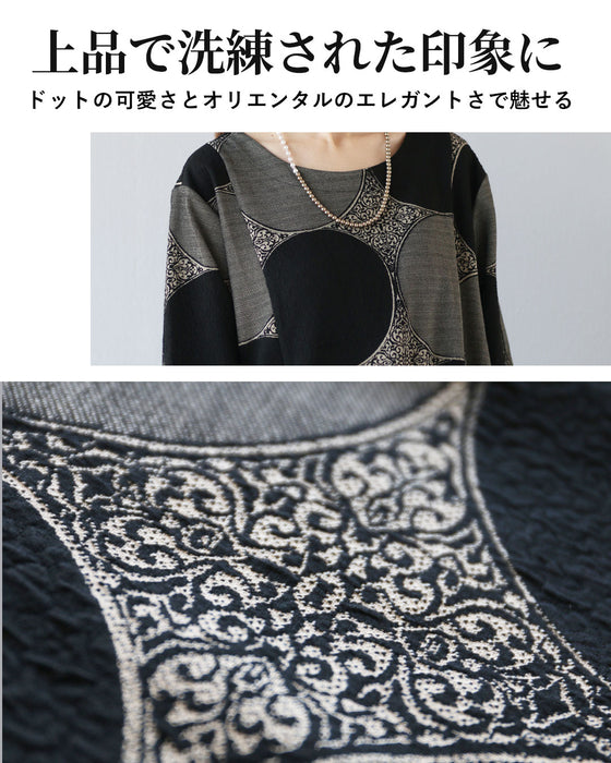 ドット×オリエンタル柄　上品さが重なるワンピース