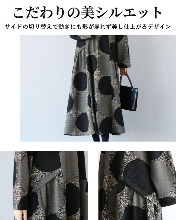 ドット×オリエンタル柄　上品さが重なるワンピース