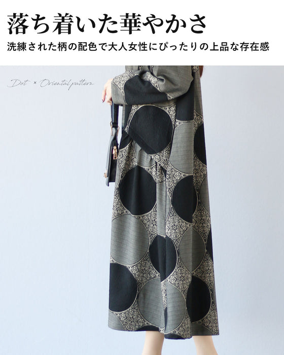 ドット×オリエンタル柄　上品さが重なるワンピース