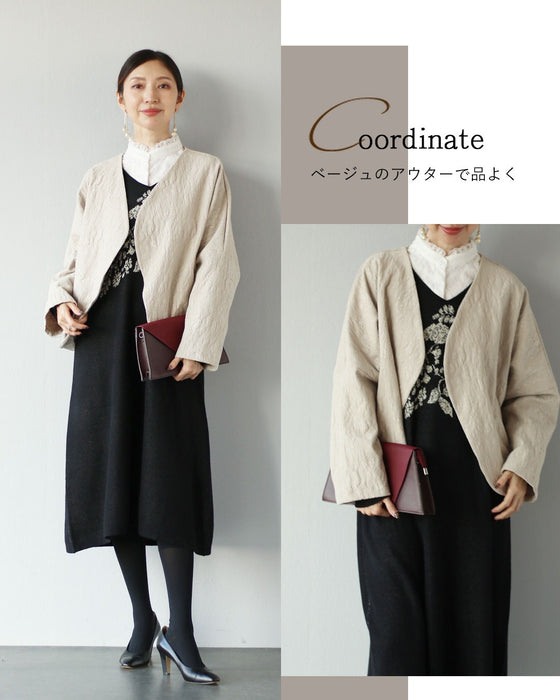 どこから見ても美しい　上品に咲き誇るニットワンピース