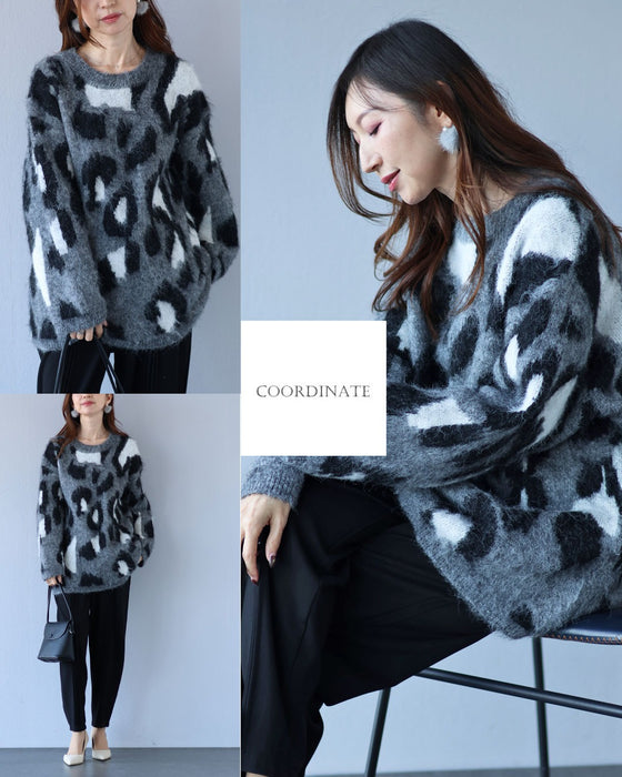 ニットのやわらかさに、柄のスパイス レオパード柄ニット