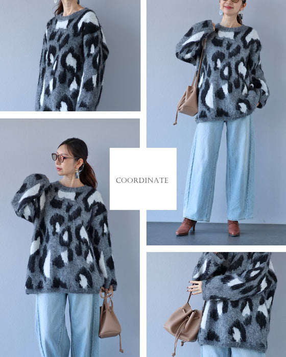 ニットのやわらかさに、柄のスパイス レオパード柄ニット