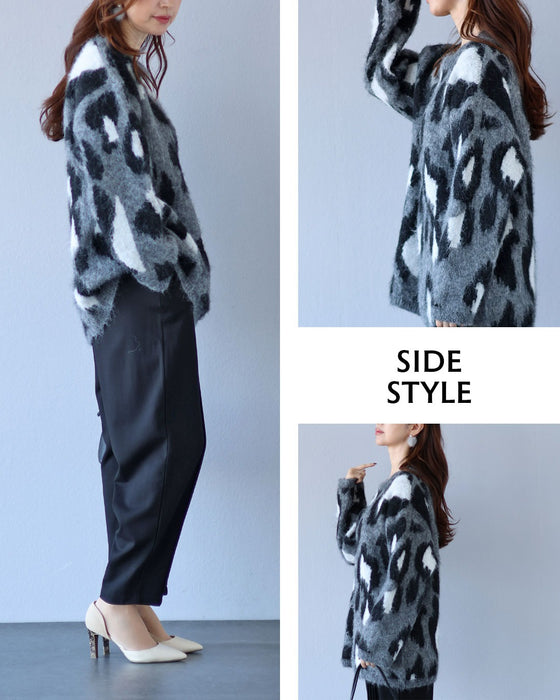 ニットのやわらかさに、柄のスパイス レオパード柄ニット