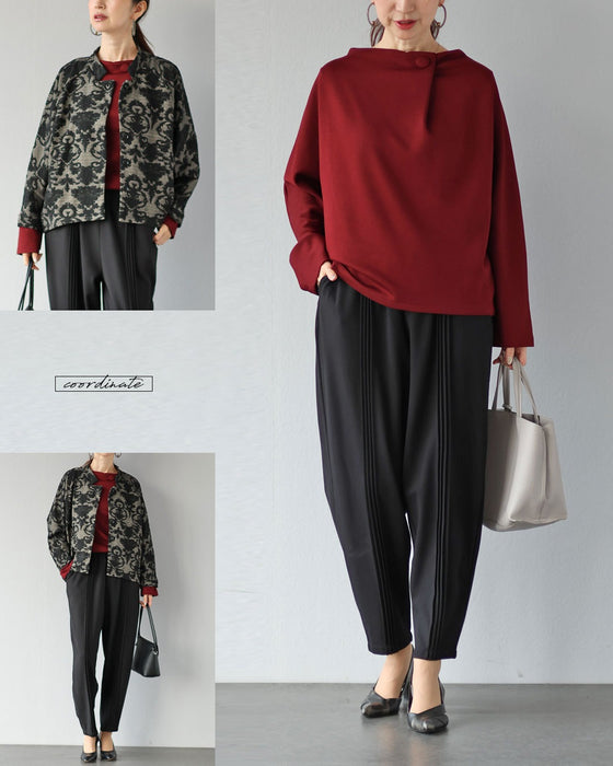 脚のラインを綺麗に見せるセンターラインテーパードパンツ