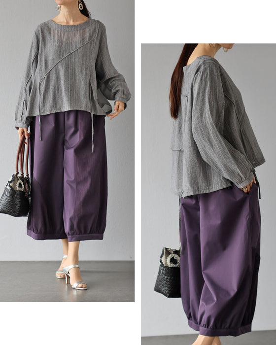 色で魅せるゆとりのある美しさコクーンシルエットパンツ