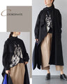 カタチが導く　品のあるブラックコート（ベルト付き）